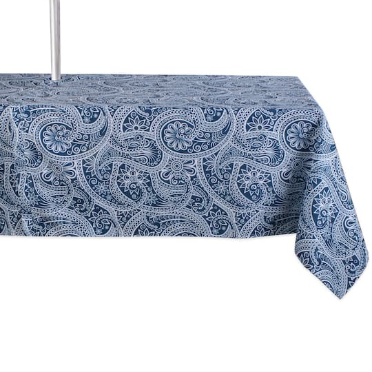 DII® 120" Blue Paisley Print Outdoor Tablecloth with Zipper